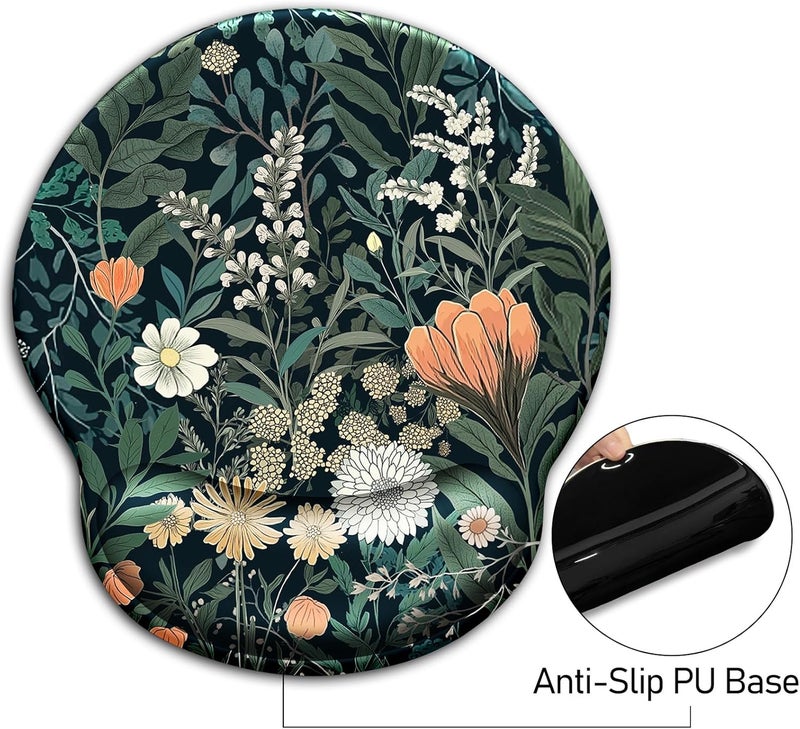 Blusabaca Floral Mouse Pad with Wrist Rest, Wildflower Ergonomic Mousepad Wrist Support for Desk, Green Plant Weed Gaming Mouse Pads for Wireless Mouse Computer Work Home Desk Accessories Office Supplies - Image 5
